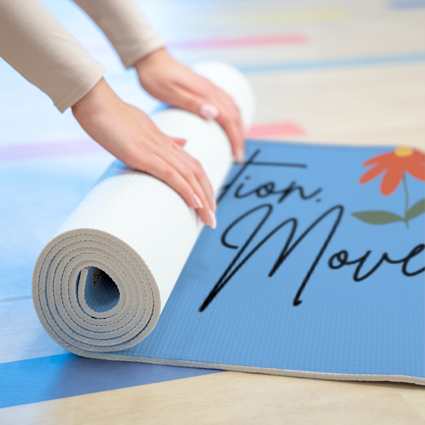 Motivational Foam Yoga Mat | Floral Design, Home Workout Mat, Fitness Gift, Yoga Accessories, Mindfulness, Inspirational