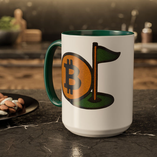 Colorful Bitcoin Golf Mug, Golf Lovers, Cryptocurrency Enthusiasts, Fun Gift for Holidays, Coffee Cup