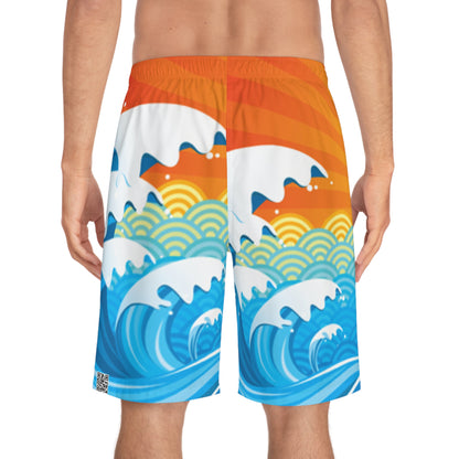Shorts de tabla con olas oceánicas vibrantes | Perfectos para días de playa, diversión de verano, fiestas en la piscina, ropa de vacaciones y trajes de baño para hombre 
