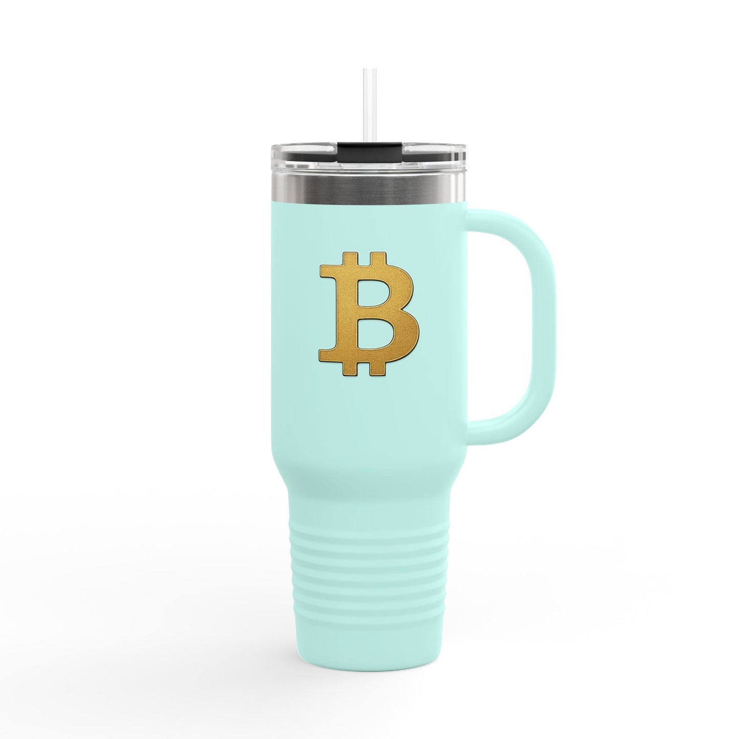 Bitcoin/Crypto - KATT Design, LLC - Insulated Travel Mug with Strength Motif - Coffee Lovers, Gifts, Hydration, Outdoor Adventures