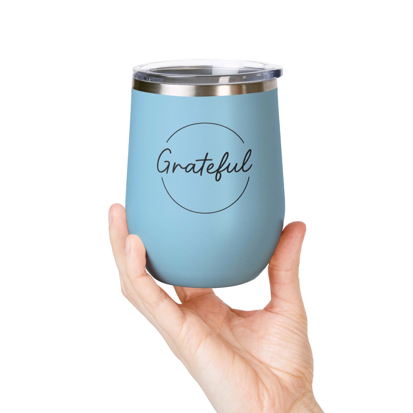 Grateful Wine Tumbler | 12oz Stainless Steel Insulated Cup, Birthday Gift, Wine Lover's Gift, Outdoor Events, Bachelorette Party Favor