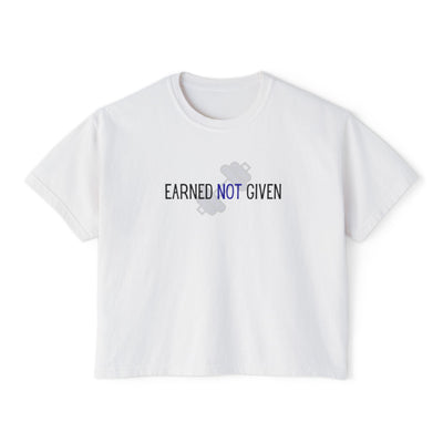 Camiseta cuadrada "Earned Not Given" para mujer | Camiseta de entrenamiento | Camiseta de gimnasio | Camiseta motivacional | Ropa deportiva | Estilo casual 