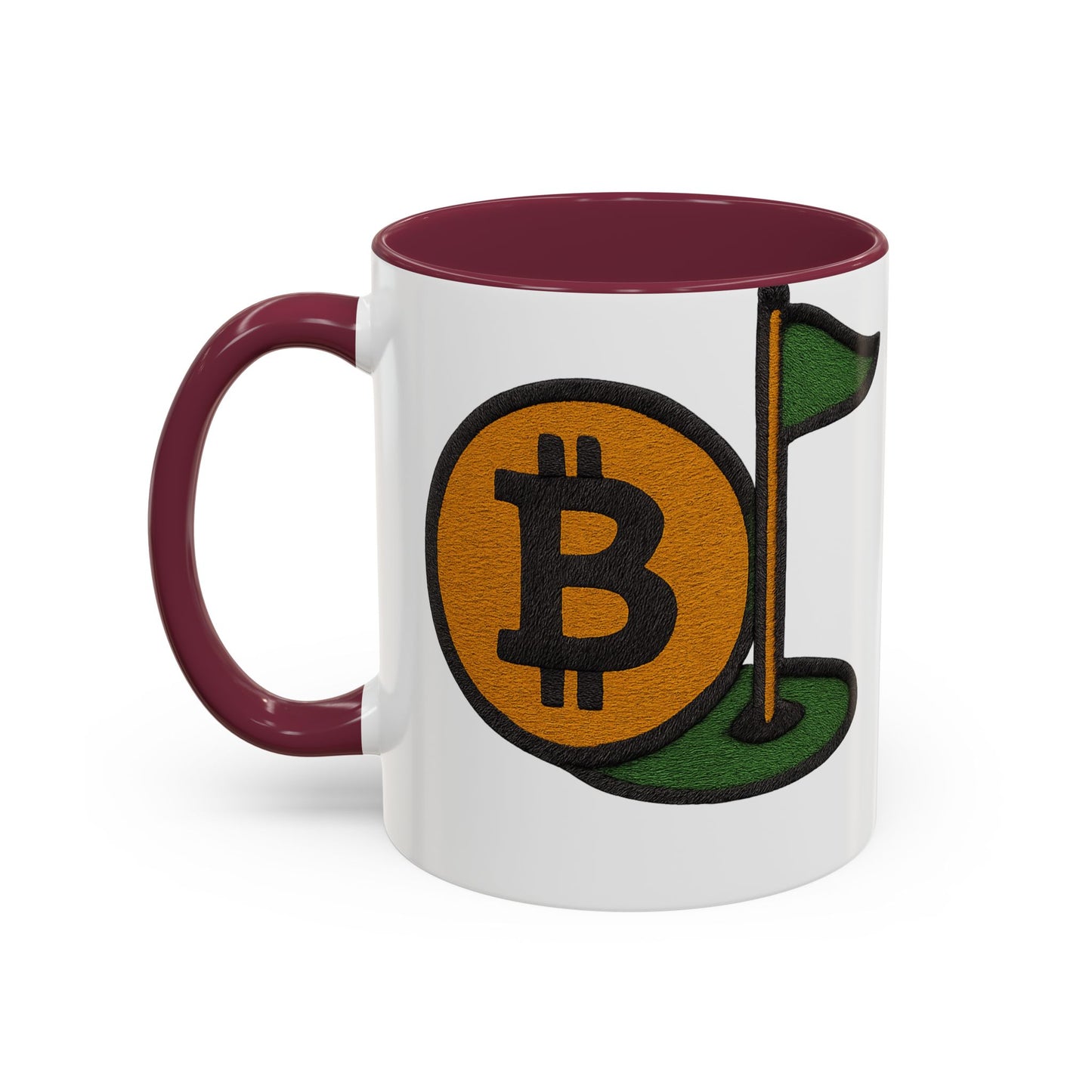 Colorful Bitcoin Golf Mug, Golf Lovers, Cryptocurrency Enthusiasts, Fun Gift for Holidays, Coffee Cup