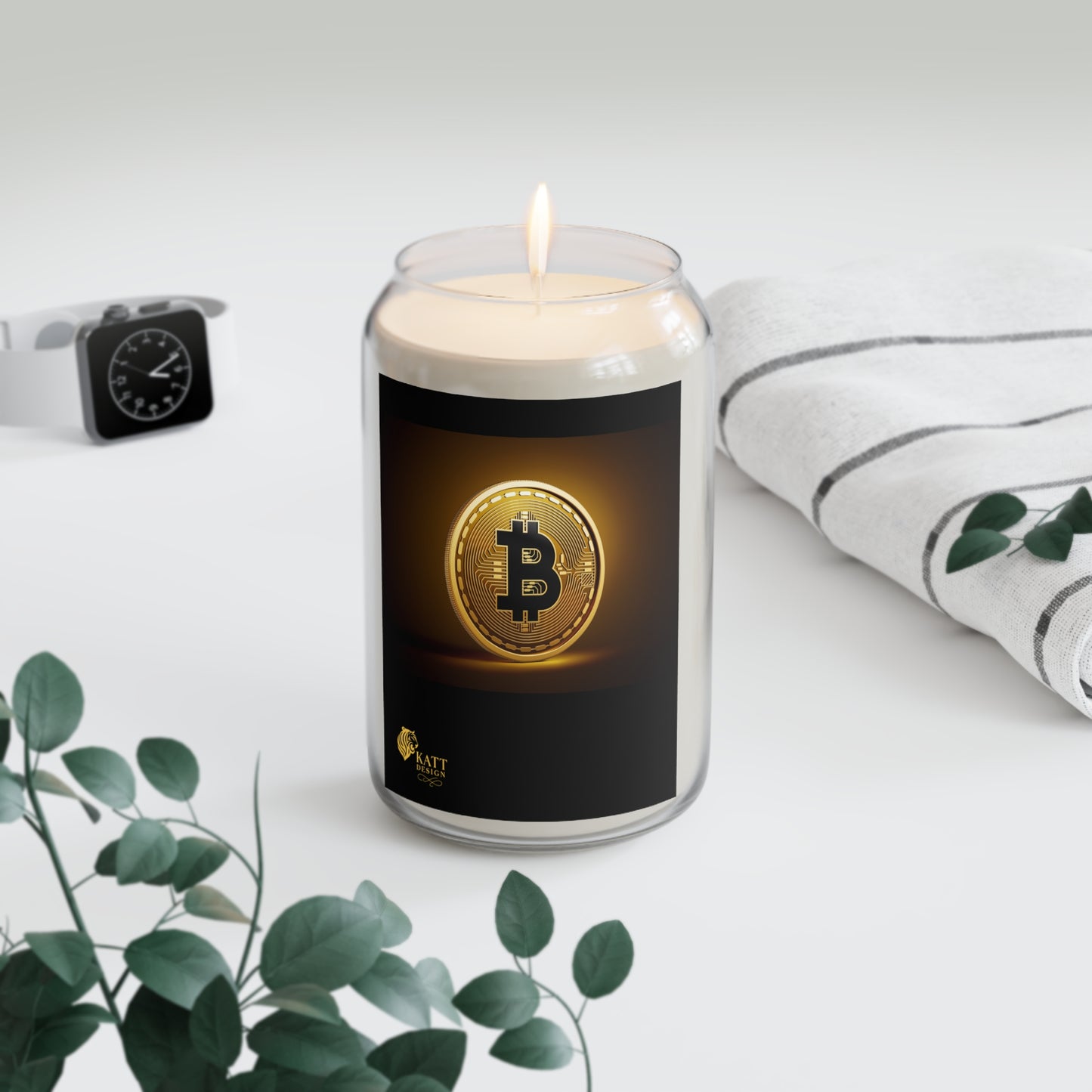 Crypto-Bitcoin - Scented Soy Candle - 13.75oz, Motivational Candle, Home Decor, Self-Care Gift, Stress Relief Candle, Aromatherapy