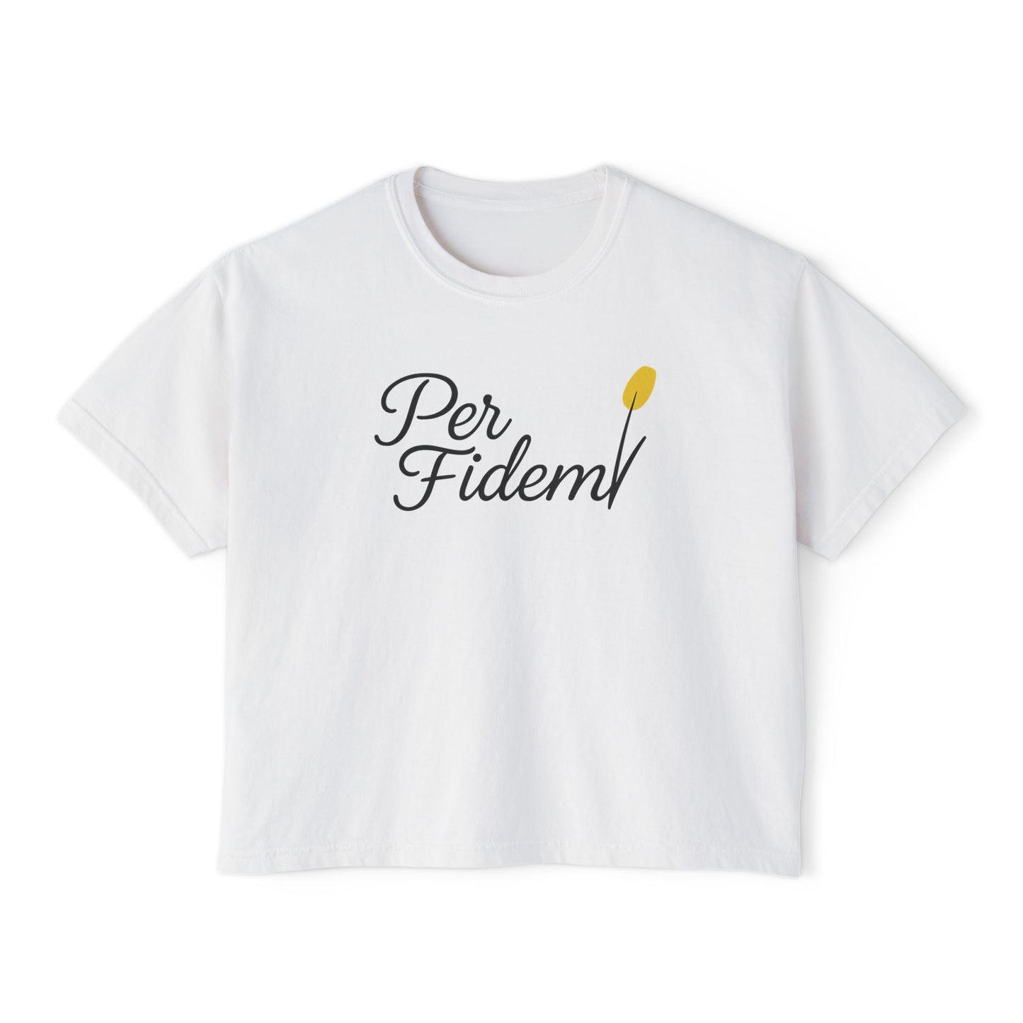 Per Fidem; Through FAITH - Women's Boxy Tee, Inspirational Graphic Tee, Gift, Everyday Wear, Motivational Shirt