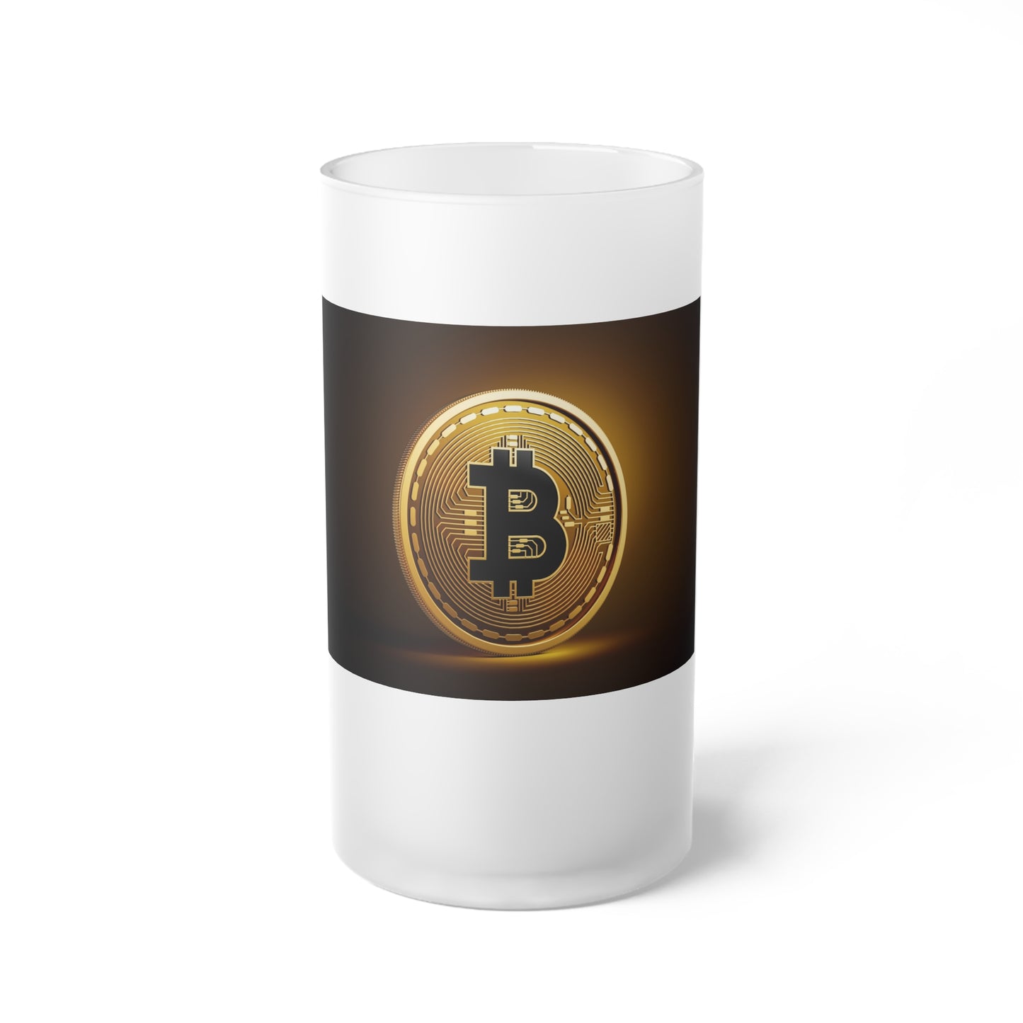 Jarra de cerveza de vidrio esmerilado con diseño de Bitcoin: perfecta para amantes de las criptomonedas, vajilla única, regalo para papá o amigos, cumpleaños, [...] 