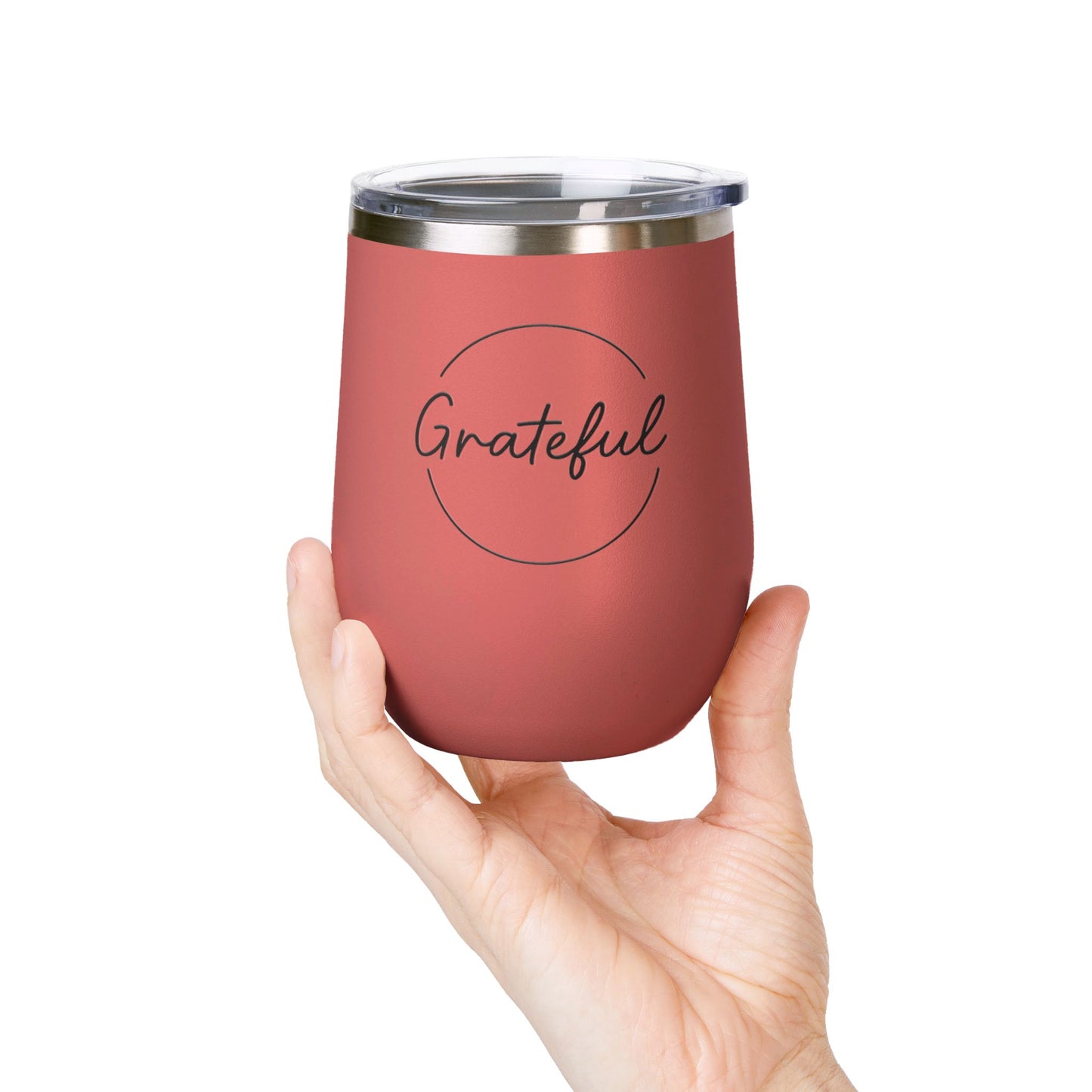 Grateful Wine Tumbler | 12oz Stainless Steel Insulated Cup, Birthday Gift, Wine Lover's Gift, Outdoor Events, Bachelorette Party Favor