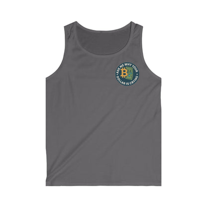 Camiseta de tirantes con humor sobre Bitcoin: Pregúntame por qué llora tu dólar, camiseta de criptomonedas, divertida, moda para el gimnasio