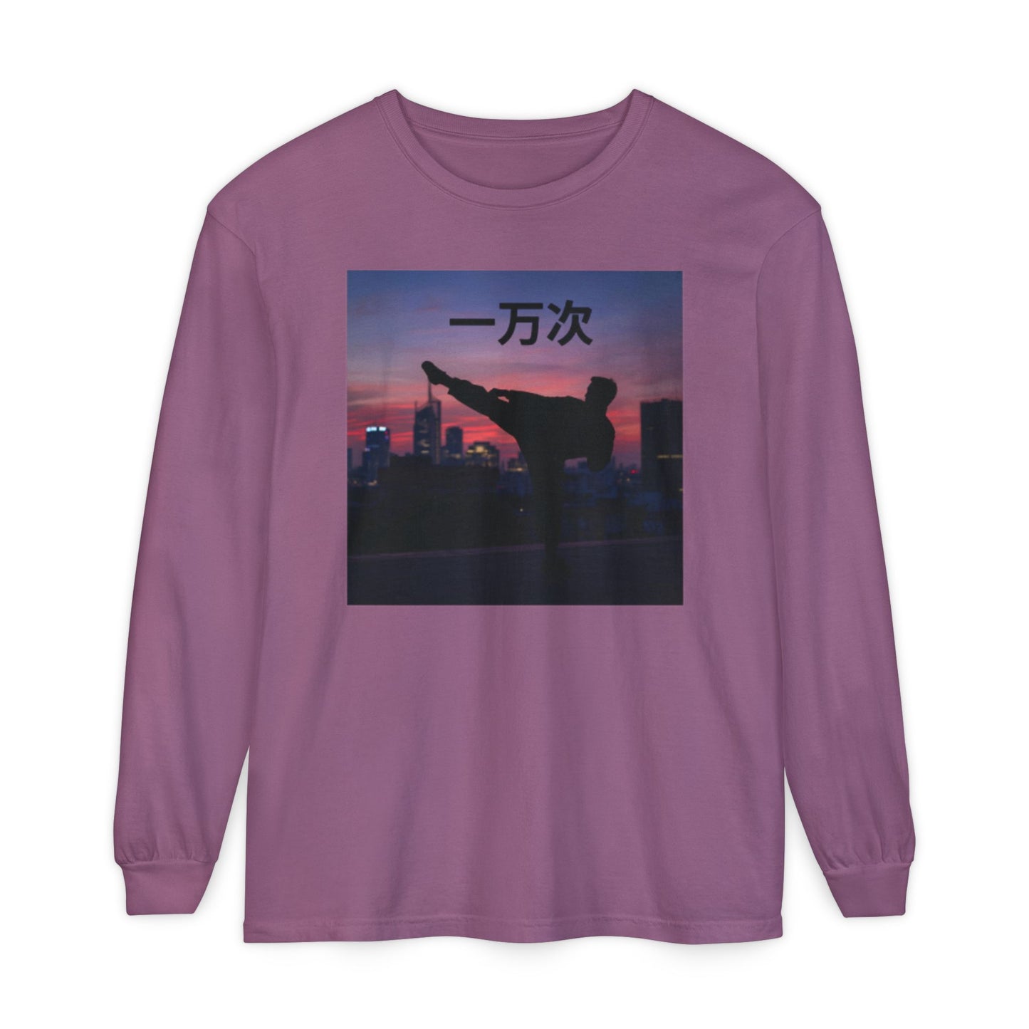 "Ten Thousand Times" - Urban Chic Long Sleeve T-Shirt, Streetwear Tee, Graphic Tee, Casual Outfit, Stylish Layering Top