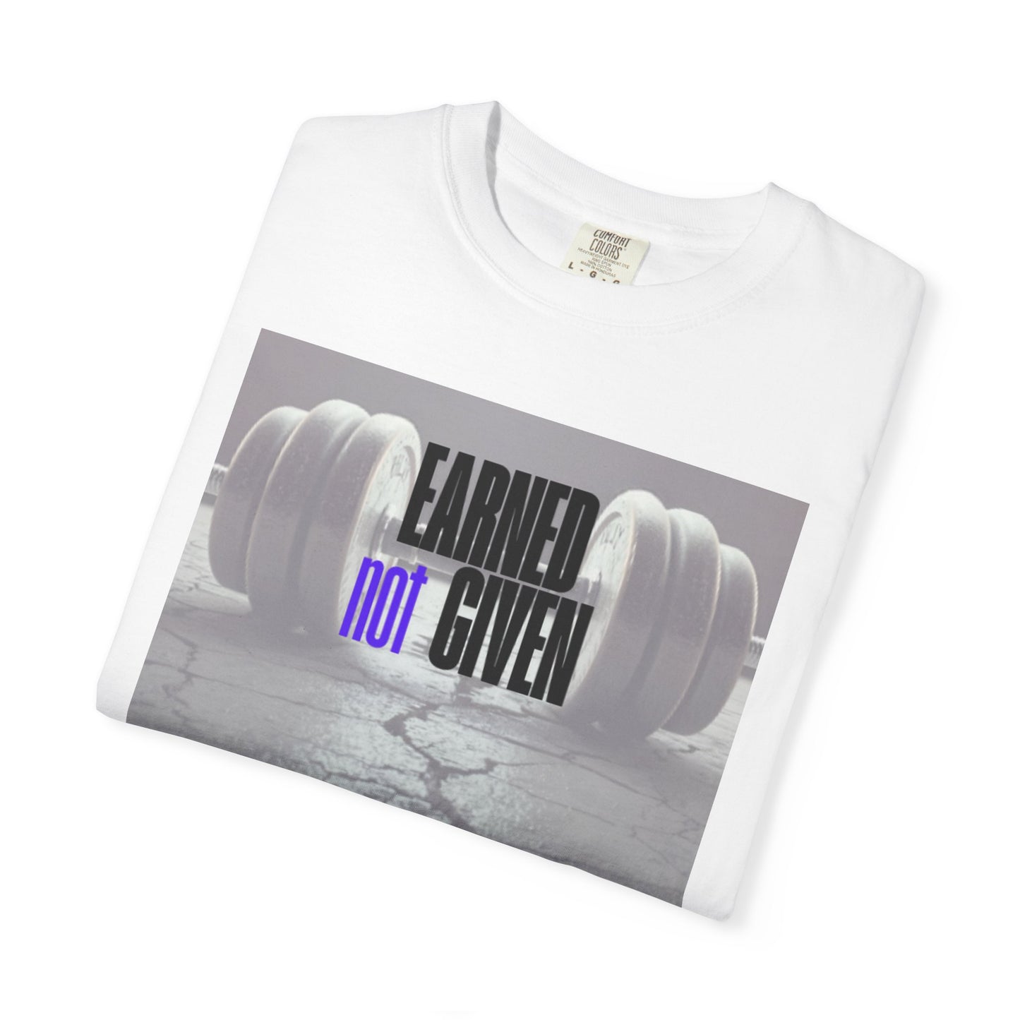 T-shirt motivacional para ginásio, t-shirt de fitness, presente para treino, roupa casual, conquistado, não dado, vestuário para um estilo de vida ativo.