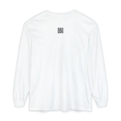T-shirt de manga comprida "Dez Mil Vezes" em chinês - Estilo urbano chique, t-shirt streetwear, t-shirt estampada, look casual, blusa elegante para sobreposição.