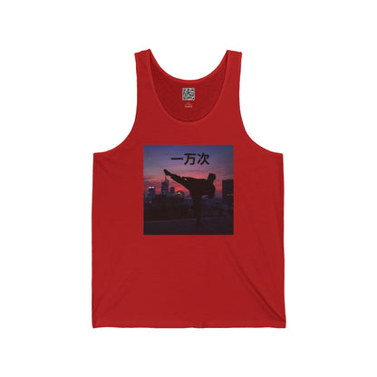 "Ten Thousand Times" Chinese - Jersey Tank with Inspirational Design, Cool Athletic Wear, Casual Summer Top, Perfect Gift for Fitness Lovers, Stylish Graphic Tee