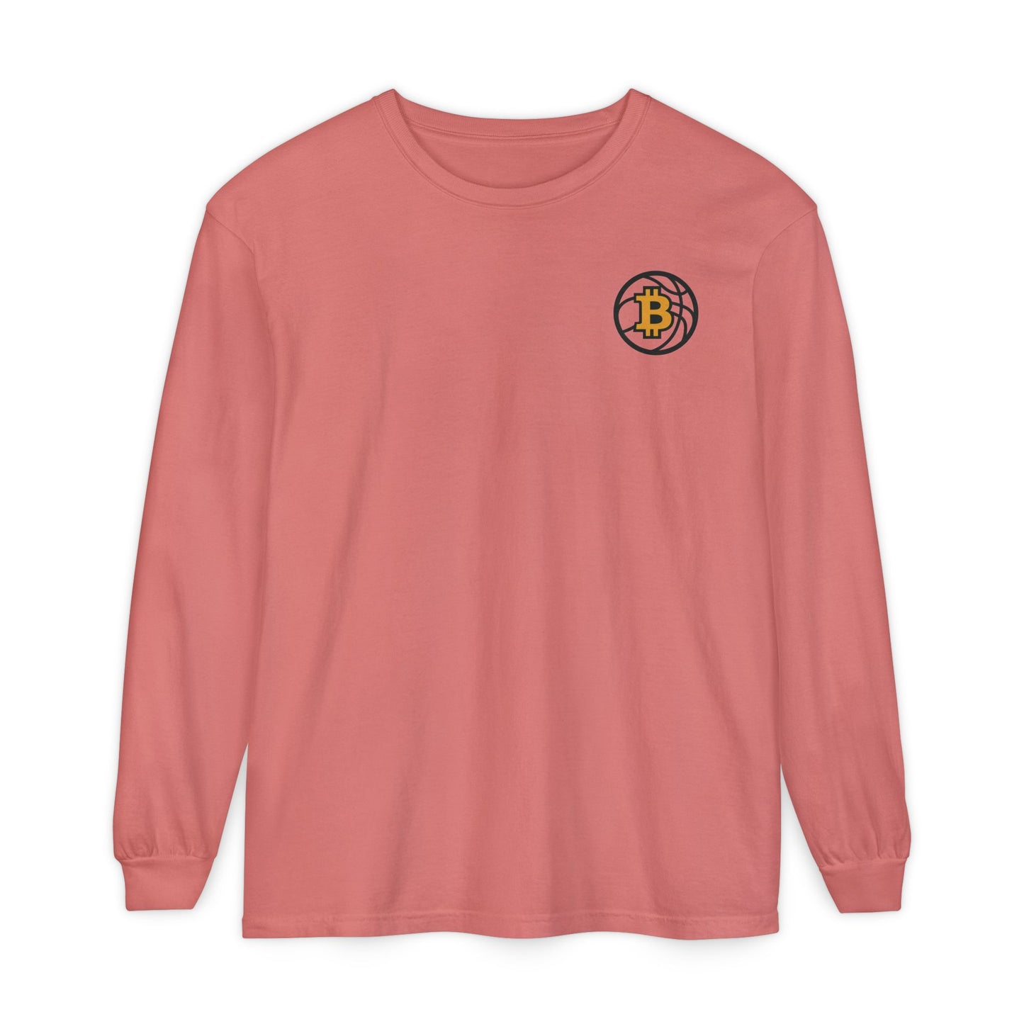Bitcoin Basketball Long Sleeve T-Shirt - Casual Wear, Minimalist Style, Everyday Comfort, Streetwear Essentials