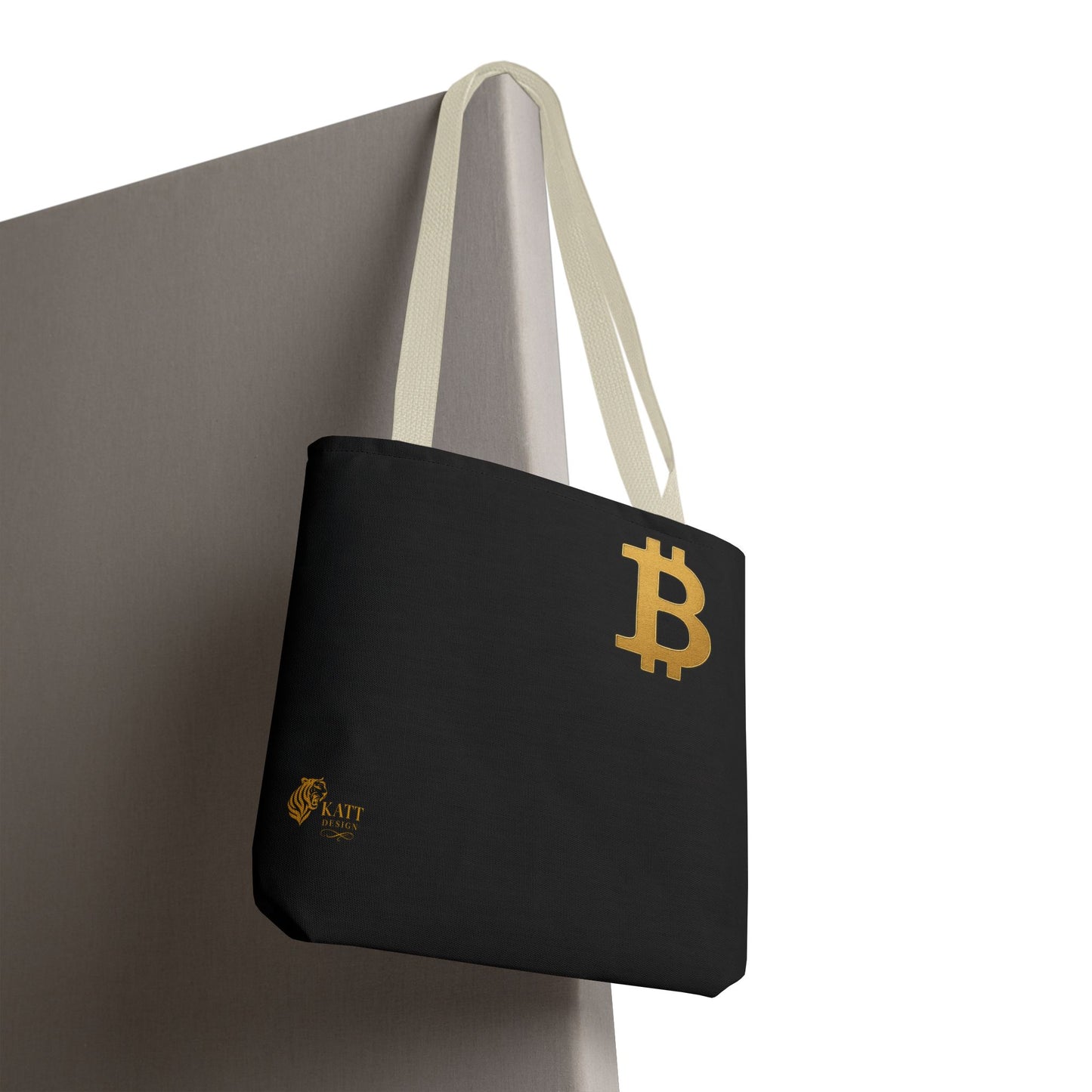 KATT Design, LLC - Cryptocurrency Tote Bag, Bitcoin, Eco-Friendly, Stylish Networker, AOP Design, Perfect for Tech Lovers