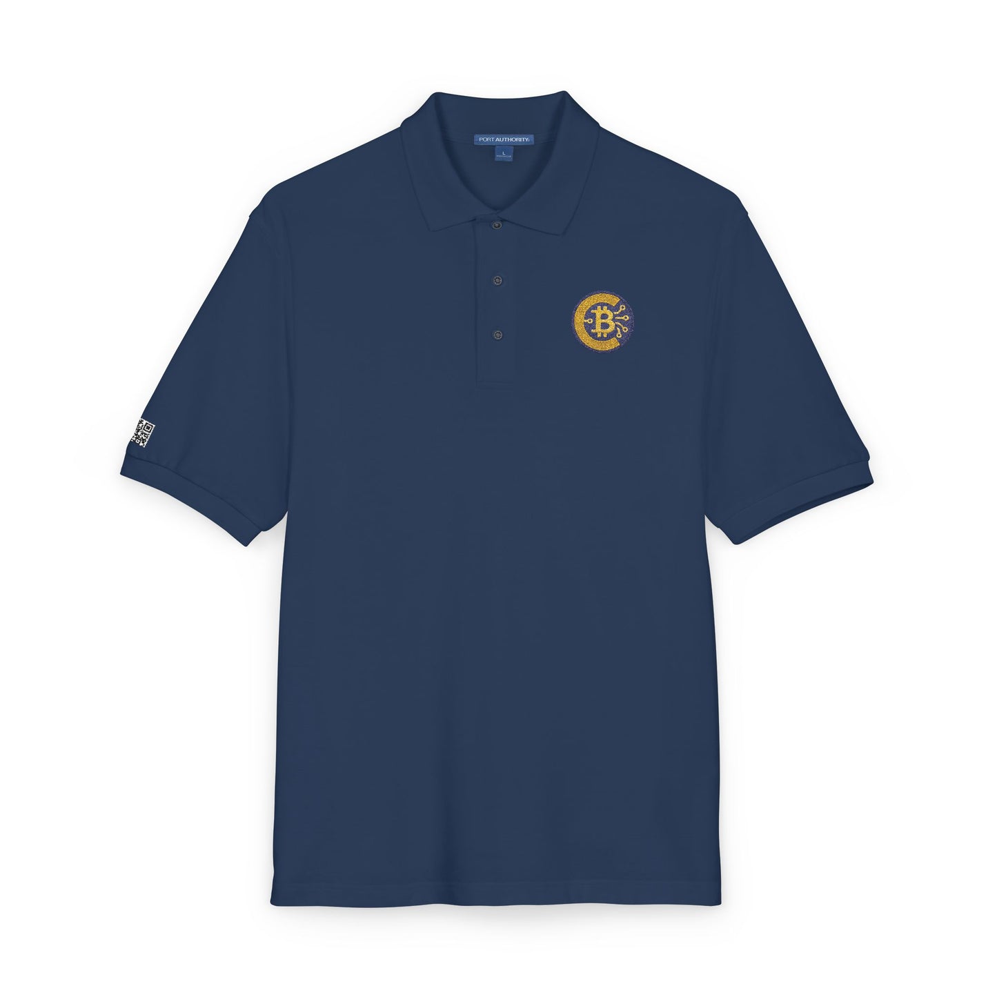 Crypto-Bitcoin Embroidered Polo Shirt, Casual Wear, Gift for Him, Everyday Outfit, Golf Fashion