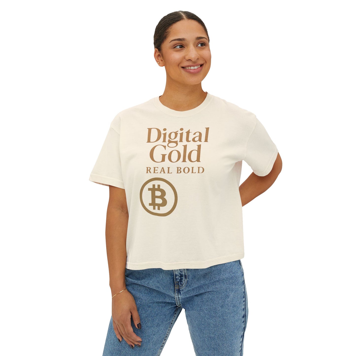 Digital Gold - Women's Boxy Tee, Inspirational Graphic Tee, Crypto Lover Gift, Everyday Wear, Motivational Shirt