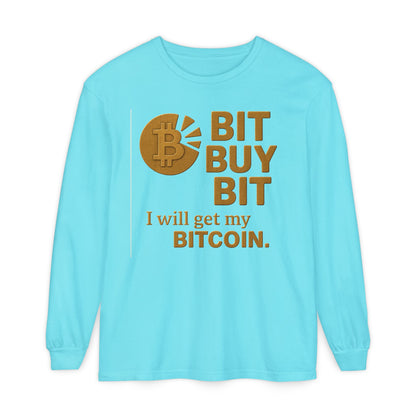 Bit a Bit - Consigue Bitcoin; Camiseta de manga larga con criptomonedas: ropa informal, estilo minimalista, comodidad para el día a día, prendas básicas de calle.