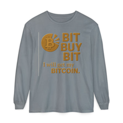Bit a Bit - Consigue Bitcoin; Camiseta de manga larga con criptomonedas: ropa informal, estilo minimalista, comodidad para el día a día, prendas básicas de calle.