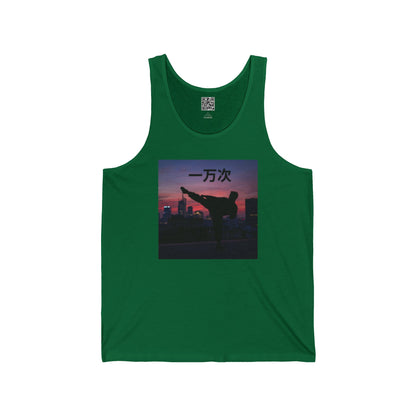 "Ten Thousand Times" Chinese - Jersey Tank with Inspirational Design, Cool Athletic Wear, Casual Summer Top, Perfect Gift for Fitness Lovers, Stylish Graphic Tee