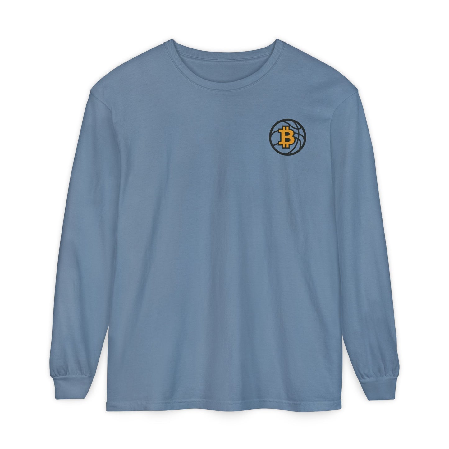 Bitcoin Basketball Long Sleeve T-Shirt - Casual Wear, Minimalist Style, Everyday Comfort, Streetwear Essentials
