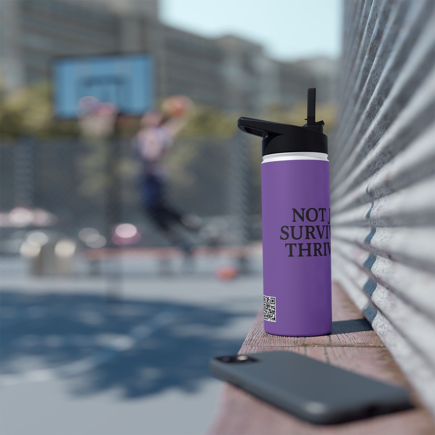 Sobreviviendo a la violencia doméstica: botella de agua de acero inoxidable inspiradora, recipiente para bebida motivacional para fitness, senderismo, gimnasio, viajes, regalo ecológico.