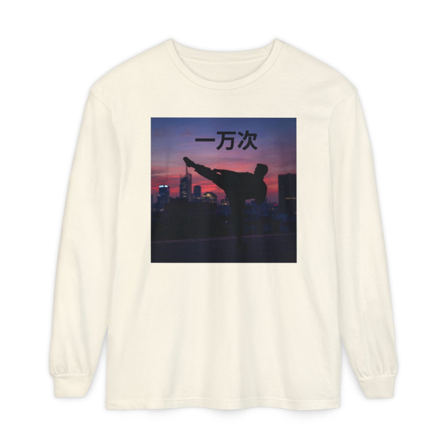 "Ten Thousand Times" - Urban Chic Long Sleeve T-Shirt, Streetwear Tee, Graphic Tee, Casual Outfit, Stylish Layering Top