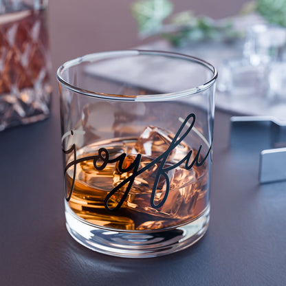 Joyful Rocks Glass | 10oz Whiskey Tumbler |Whiskey Fans, Home Bars, Collectors, Unique Decor Item