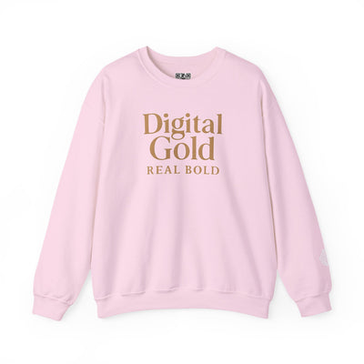 Sudadera de cuello redondo con diseño dorado digital: moda acogedora, regalo para amantes de la tecnología, cumpleaños y ropa informal, comodidad y estilo para el día a día. 