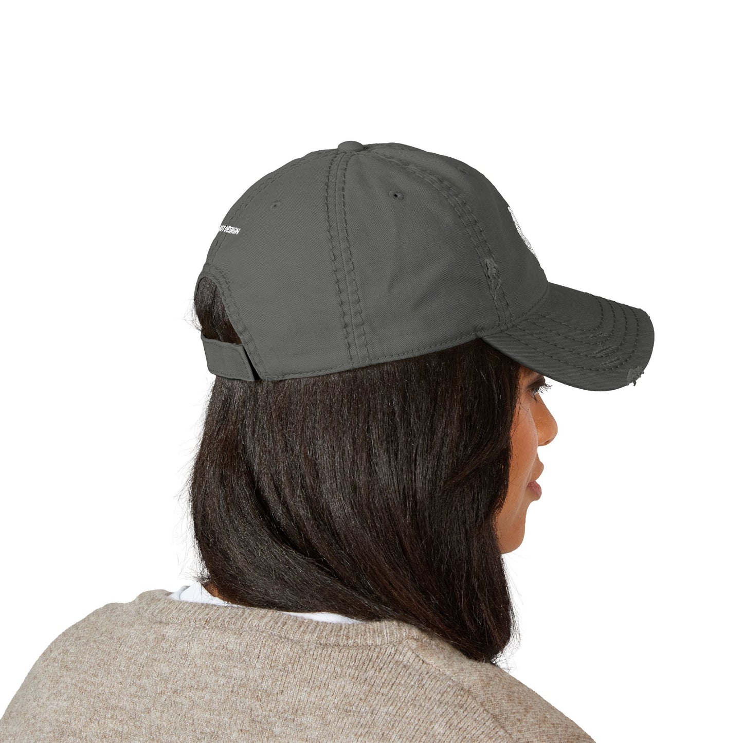 KATT Design, LLC; Distressed Hat with Embroidery, Casual Cap, Adjustable Hat