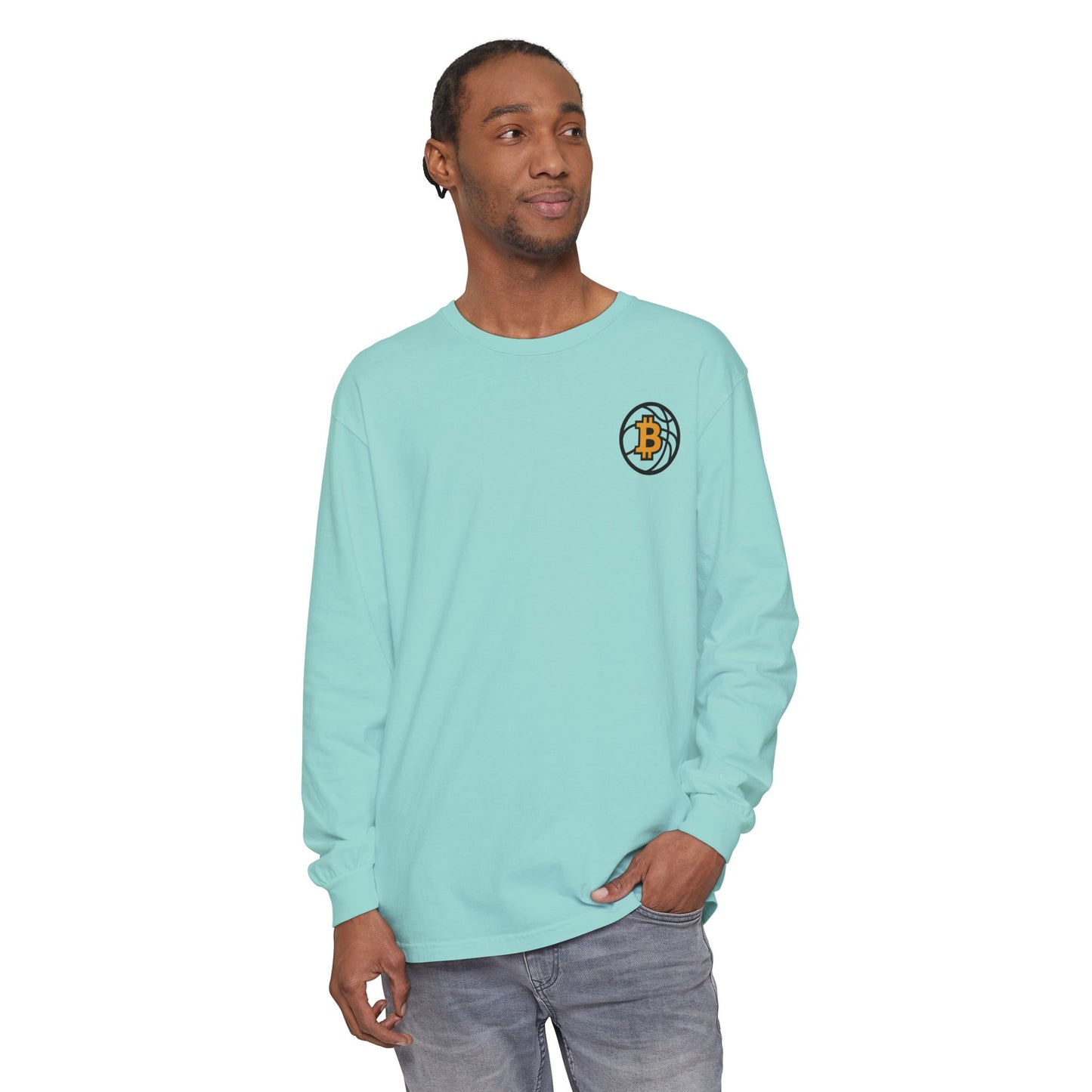 Bitcoin Basketball Long Sleeve T-Shirt - Casual Wear, Minimalist Style, Everyday Comfort, Streetwear Essentials