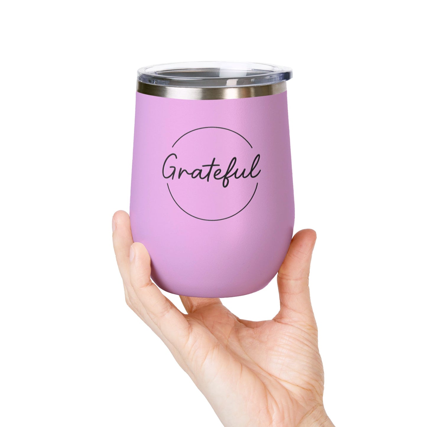 Grateful Wine Tumbler | 12oz Stainless Steel Insulated Cup, Birthday Gift, Wine Lover's Gift, Outdoor Events, Bachelorette Party Favor