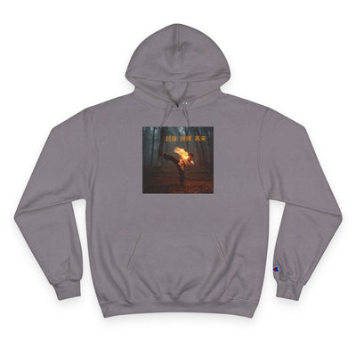 "Rise. Grind. Repeat." - Chinese Sayings; Martial Arts - Champion Hoodie with Bold Art Print, Perfect Gift for Trendsetters, Cozy Streetwear, Fall/Winter Outfit