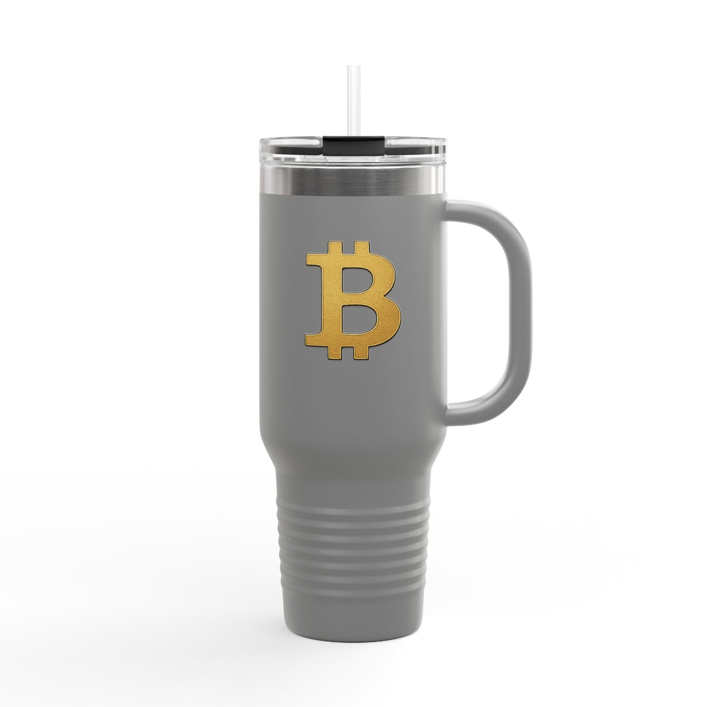 Bitcoin/Crypto - KATT Design, LLC - Insulated Travel Mug with Strength Motif - Coffee Lovers, Gifts, Hydration, Outdoor Adventures