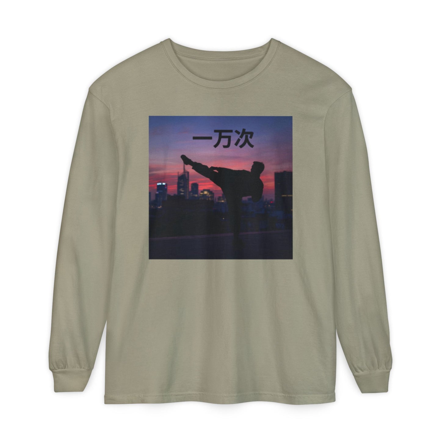 "Ten Thousand Times" - Urban Chic Long Sleeve T-Shirt, Streetwear Tee, Graphic Tee, Casual Outfit, Stylish Layering Top