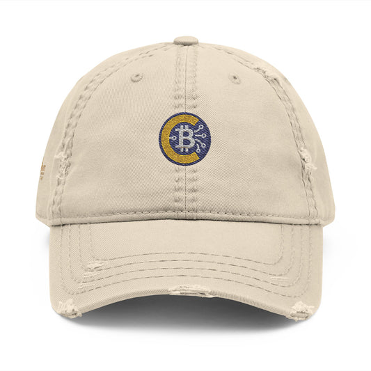 Bitcoin Hat; Distressed Hat with Bitcoin Embroidery, Casual Cap, Tech Enthusiasts, Adjustable Unisex Hat