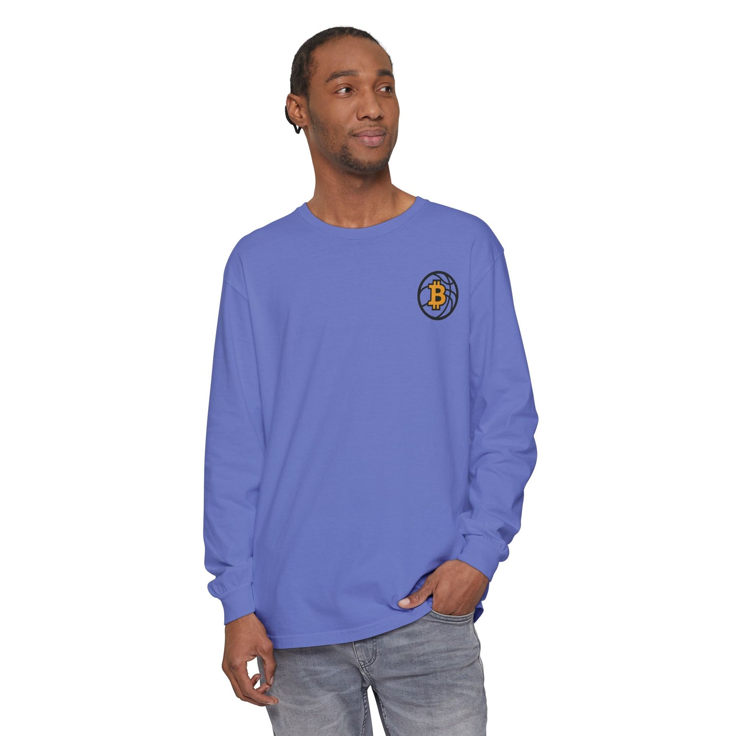 Bitcoin Basketball Long Sleeve T-Shirt - Casual Wear, Minimalist Style, Everyday Comfort, Streetwear Essentials