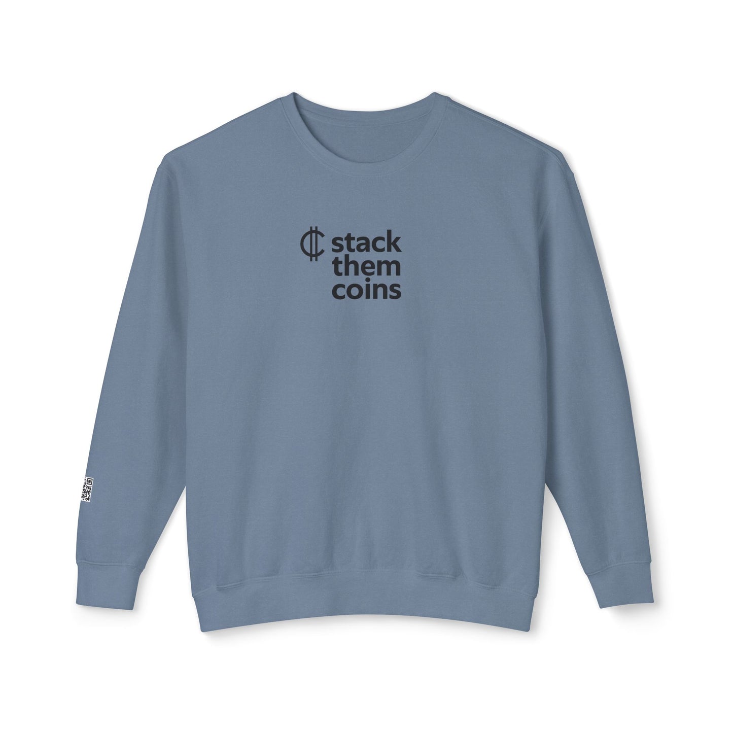Cryptocurrency/Bitcoin Crewneck Sweatshirt - Stack Them Coins, Cozy for Saving, Crypto Enthusiast, Everyday Wear, Bitcoin Enthusiast