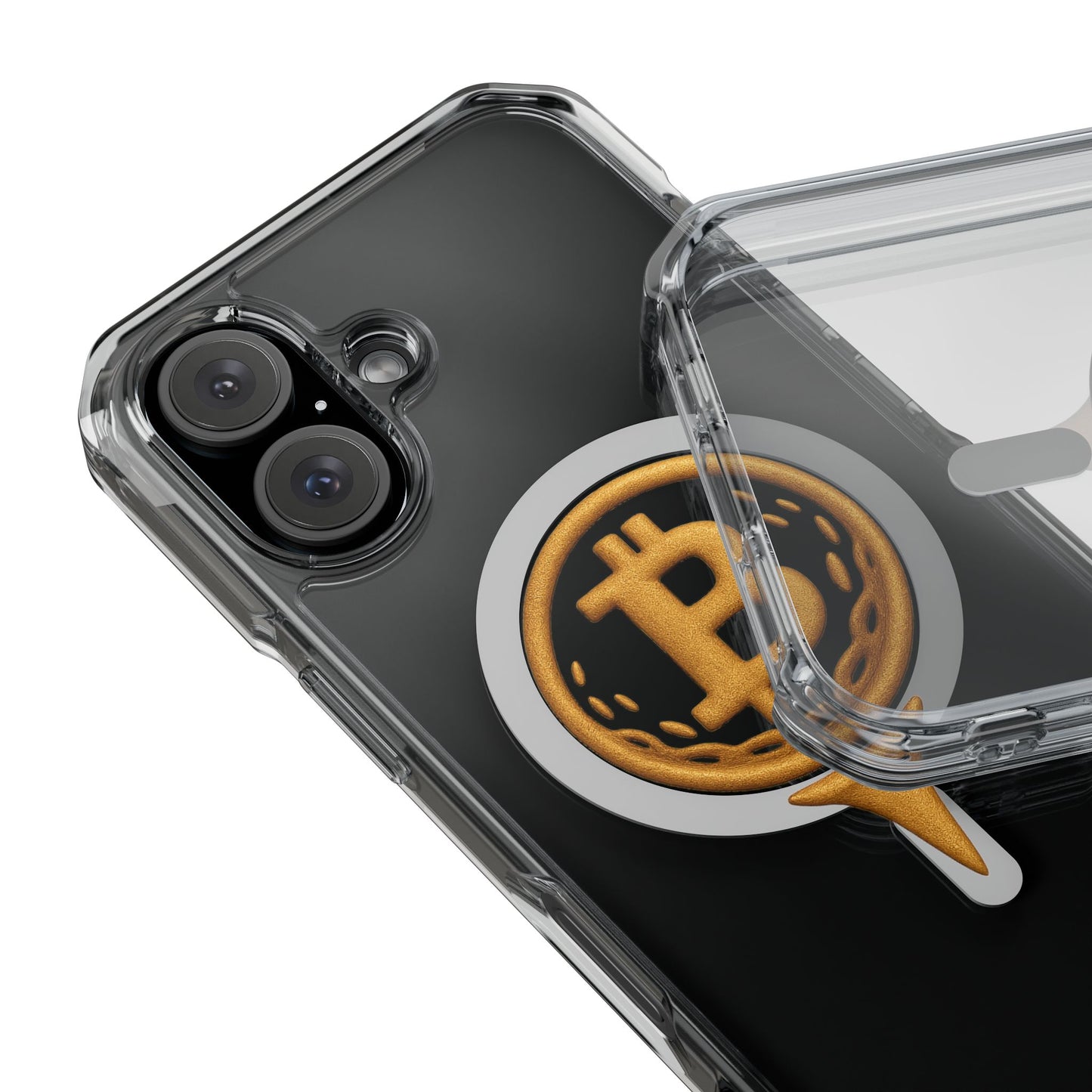 Bitcoin Magnetic Clear Impact Case for iPhone, Cryptocurrency Phone Cover, Tech Lovers