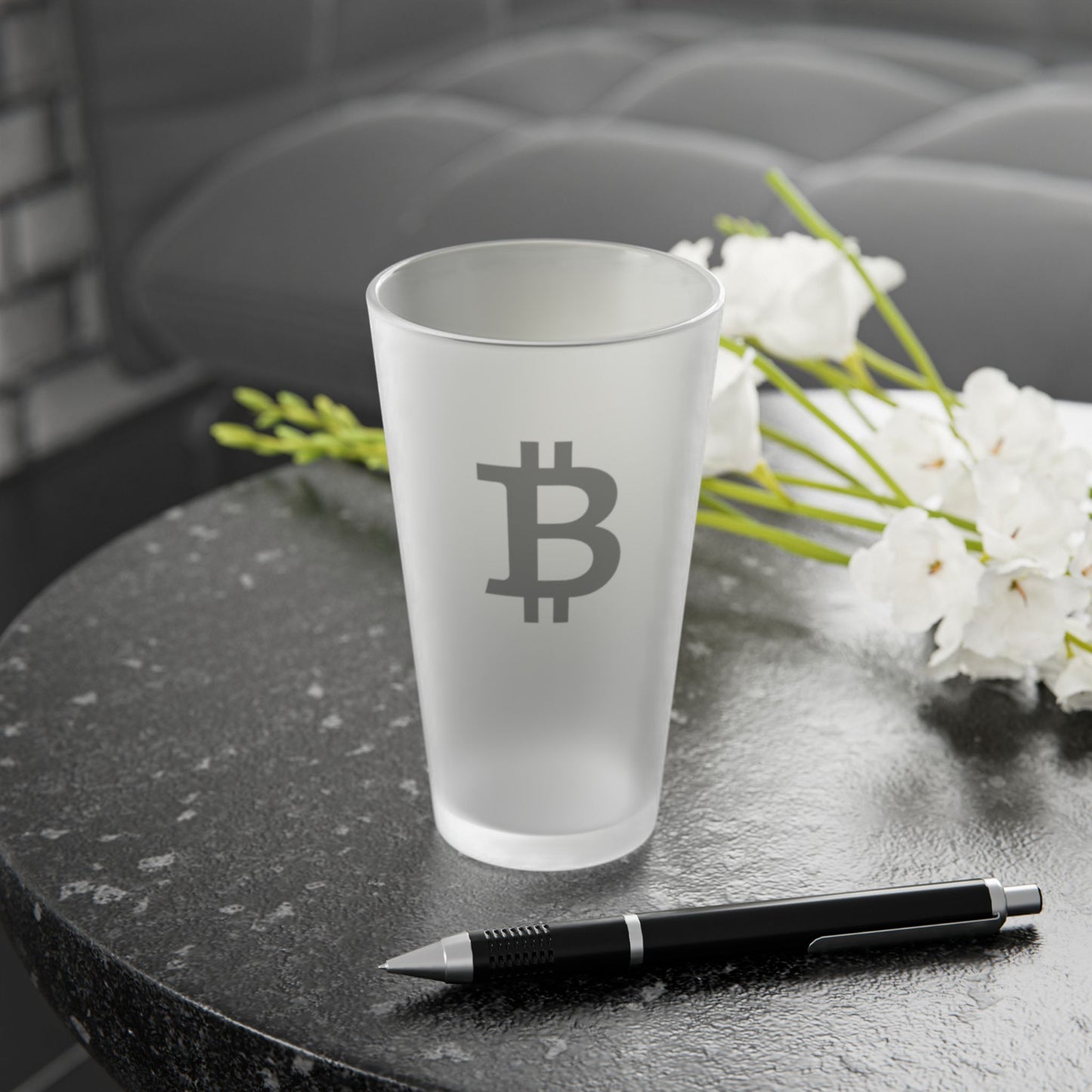 Vaso de pinta esmerilado - Diseño de Bitcoin, Regalo de criptomonedas, Vaso de cerveza vegano, Vaso divertido para fiestas, Accesorios de bar para el hogar 