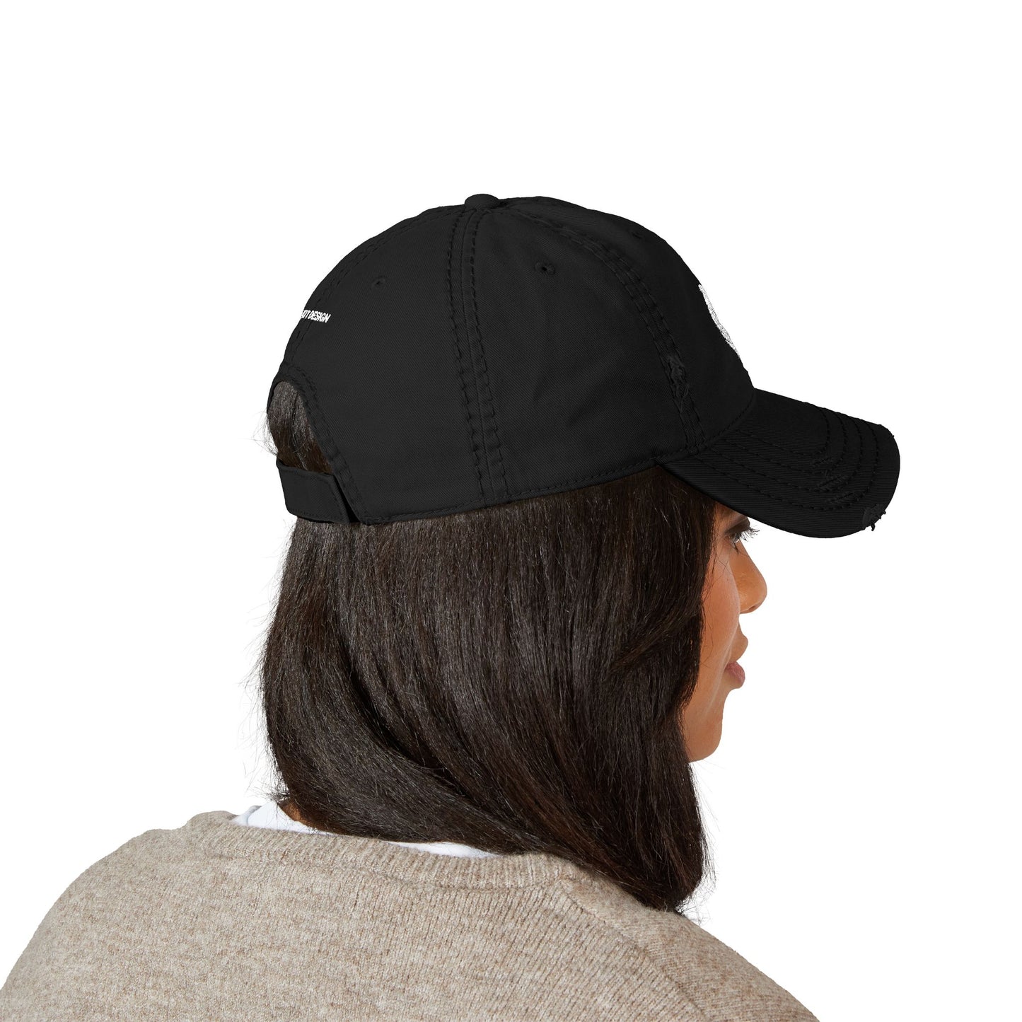 KATT Design, LLC; Distressed Hat with Embroidery, Casual Cap, Adjustable Hat