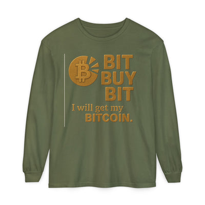 Bit a Bit - Consigue Bitcoin; Camiseta de manga larga con criptomonedas: ropa informal, estilo minimalista, comodidad para el día a día, prendas básicas de calle.