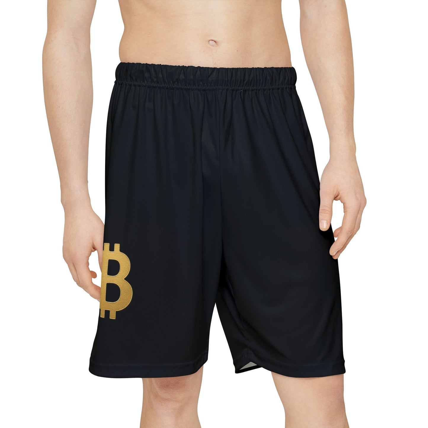 Men's Bitcoin Logo Sports Shorts, Athletic Wear, Gym Shorts, Cryptocurrency Gear, Summer Sports Apparel