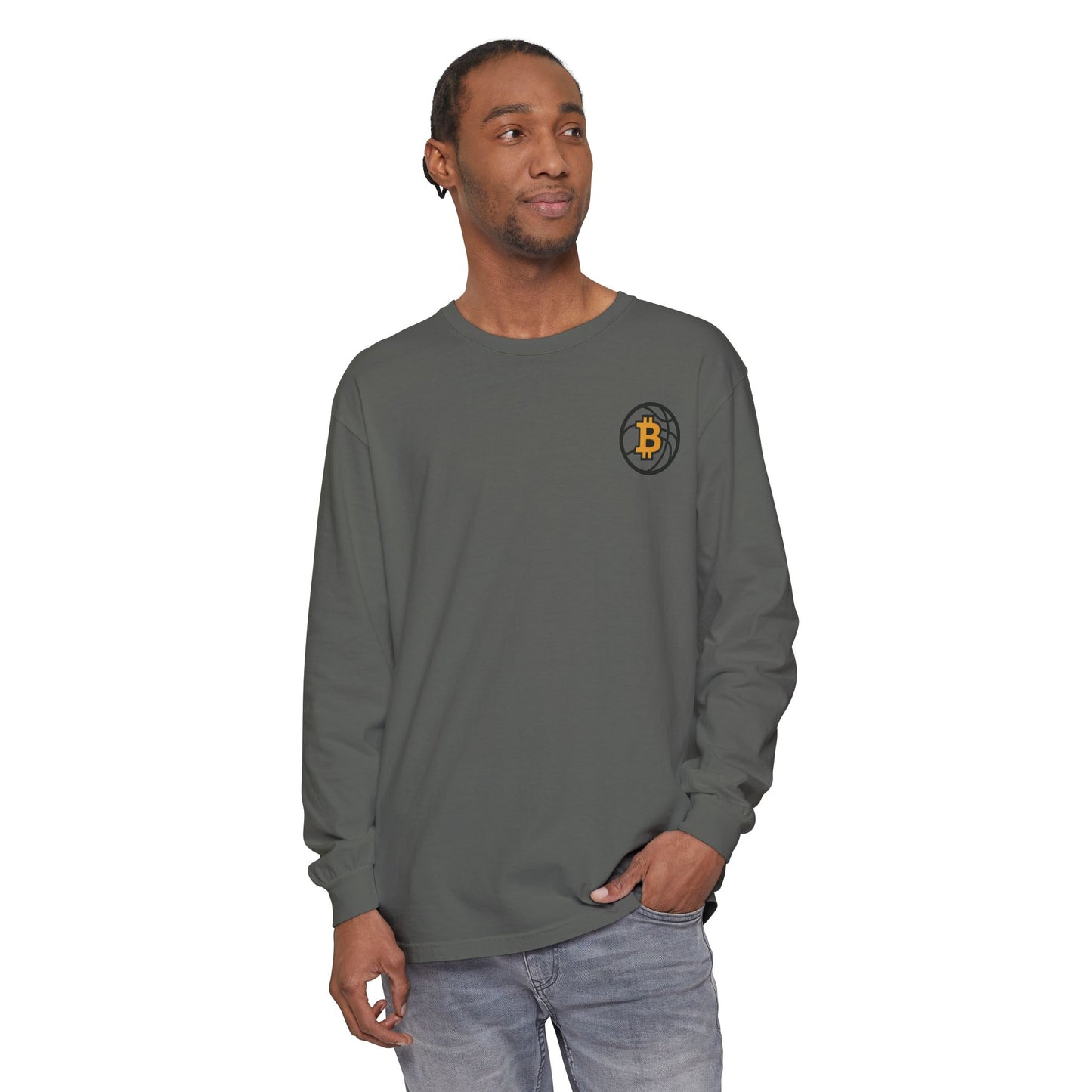 Bitcoin Basketball Long Sleeve T-Shirt - Casual Wear, Minimalist Style, Everyday Comfort, Streetwear Essentials