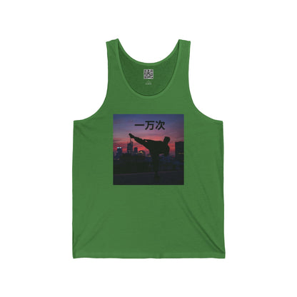 "Ten Thousand Times" Chinese - Jersey Tank with Inspirational Design, Cool Athletic Wear, Casual Summer Top, Perfect Gift for Fitness Lovers, Stylish Graphic Tee
