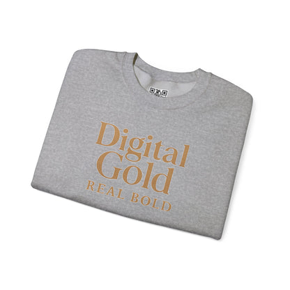 Sudadera de cuello redondo con diseño dorado digital: moda acogedora, regalo para amantes de la tecnología, cumpleaños y ropa informal, comodidad y estilo para el día a día. 