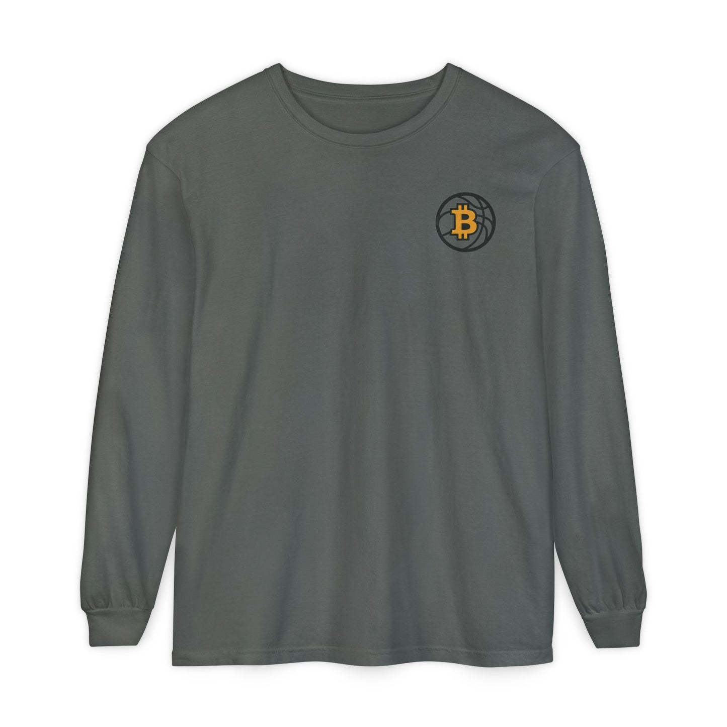 Bitcoin Basketball Long Sleeve T-Shirt - Casual Wear, Minimalist Style, Everyday Comfort, Streetwear Essentials
