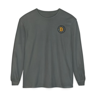 Camiseta de manga larga de baloncesto Bitcoin: ropa informal, estilo minimalista, comodidad para el día a día, prendas básicas de calle.