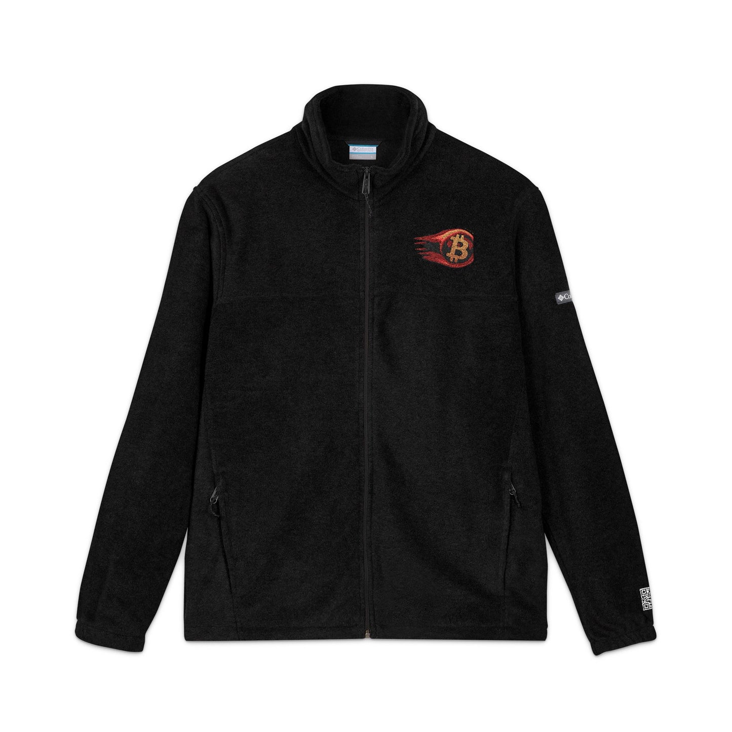 Cryptocurrency Fleece Jacket with Bitcoin Embroidery, Cozy Outerwear, Ideal for Outdoor Adventures, HODL Style, Perfect for Gifting