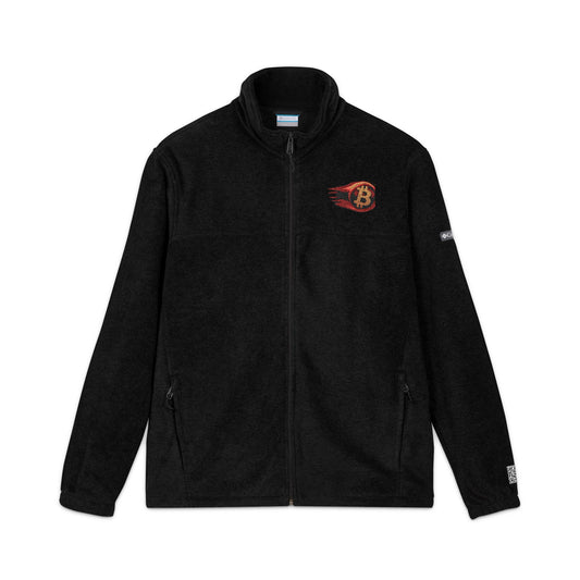 Cryptocurrency Fleece Jacket with Bitcoin Embroidery, Cozy Outerwear, Ideal for Outdoor Adventures, HODL Style, Perfect for Gifting