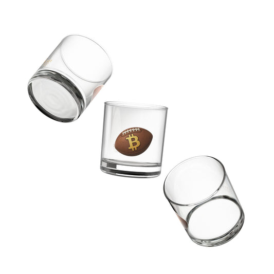 Bitcoin Football Rocks Glass | 10oz Whiskey Tumbler | Sports Fans, Home Bars, Collectors, Unique Decor Item